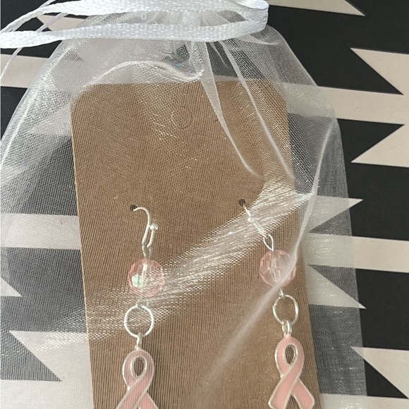 Pink Breast Awareness Dangle Earrings - Picture 5 of 6